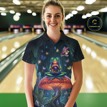 Load image into Gallery viewer, Custom Zen Frog Bowling Shirt for Women Meditation Style Bowling Jersey Polo &amp; 1/4-Zip QZT991