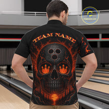 Load image into Gallery viewer, Person wearing a black t-shirt with a fiery skull design and 'Team Name' text at a bowling alley.