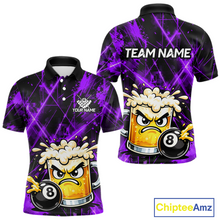 Load image into Gallery viewer, Custom Purple Funny Beer Billiard Shirt for Men Billiard Jersey 8 Ball Pool Shirt Outfit BHT23
