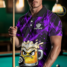 Load image into Gallery viewer, Custom Purple Funny Beer Billiard Shirt for Men Billiard Jersey 8 Ball Pool Shirt Outfit BHT23