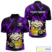 Load image into Gallery viewer, Custom Purple Funny Beer Billiard Shirt for Men Billiard Jersey 8 Ball Pool Shirt Outfit BHT23
