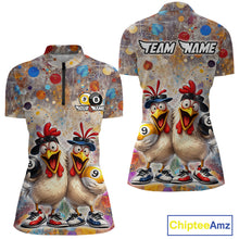 Load image into Gallery viewer, Custom Funny Chicken Billiard Shirt for Women Colorful 8 Ball &amp; 9 Ball Shirt Buddy Billiard Jersey BHT42