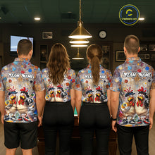 Load image into Gallery viewer, Custom Funny Chicken Billiard Shirt for Women Colorful 8 Ball &amp; 9 Ball Shirt Buddy Billiard Jersey BHT42