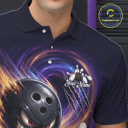 Custom Evil Bowling Ball & Funny Bowling Pins Bowling Shirt for Men Bowling Team Jersey Polo & 1/4 Zip QZT1221