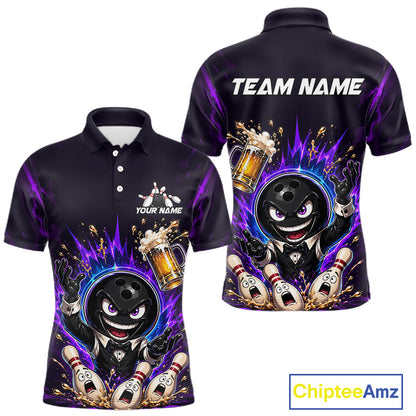 Custom Beer Bowling Shirt for Men Funny Bowling Team Jersey Polo & Quarter-Zip QZT1223