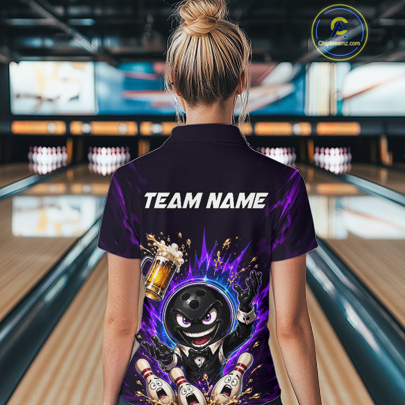 Custom Beer Bowling Shirt for Women Funny Bowling Team Jersey Polo & Quarter-Zip QZT1223