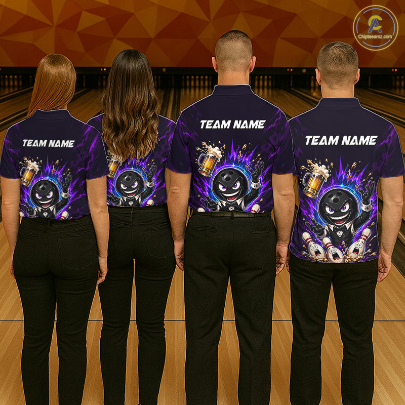 Custom Beer Bowling Shirt for Women Funny Bowling Team Jersey Polo & Quarter-Zip QZT1223