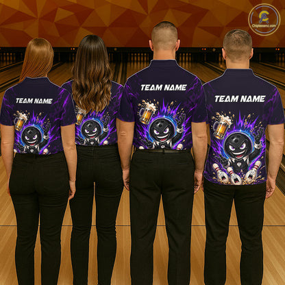Custom Beer Bowling Shirt for Women Funny Bowling Team Jersey Polo & Quarter-Zip QZT1223