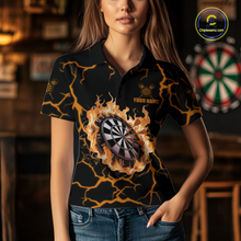 Load image into Gallery viewer, Custom Orange Flame Dart Shirt for Women Dart Jersey for Team Dart Gift Polo &amp; 1/4 Zip DHT7
