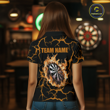 Load image into Gallery viewer, Custom Orange Flame Dart Shirt for Women Dart Jersey for Team Dart Gift Polo &amp; 1/4 Zip DHT7