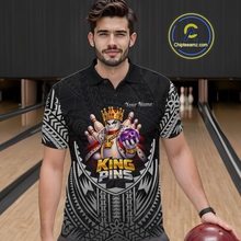 Load image into Gallery viewer, Funny King Pins Bowling Team Shirt for Men Custom Tribal Buddies Bowling Jersey Polo &amp; 1/4 Zip QZT946