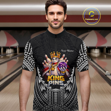 Load image into Gallery viewer, Funny King Pins Bowling Team Shirt for Men Custom Tribal Buddies Bowling Jersey Polo &amp; 1/4 Zip QZT946