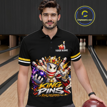 Load image into Gallery viewer, Custom King Pins Bowling Shirt for Men Bowling Team Jersey Polo &amp; Quarter-Zip Shirt Bowling Tournament QZT950