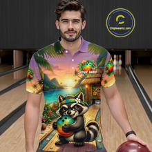 Load image into Gallery viewer, Floral Raccoon Bowling Shirt for Men Custom Bowling Team Jersey Polo &amp; Quarter-Zip QZT993