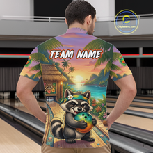 Load image into Gallery viewer, Floral Raccoon Bowling Shirt for Men Custom Bowling Team Jersey Polo &amp; Quarter-Zip QZT993