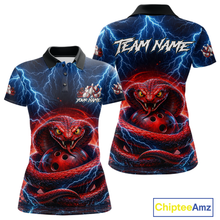 Load image into Gallery viewer, Blue Lightning Thunder Red Snake Bowling Shirt for Women Custom Bowling Team Jersey Bowling Outfit QZT994