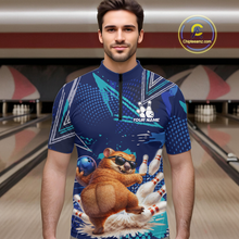 Load image into Gallery viewer, Custom Funny Wombat Bowling Team Shirt Navy Bowling Jersey for Men Bowling Performance QZT924