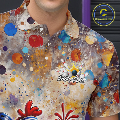 Custom Funny Chicken Bowling Team Shirt for Men Colorful Bowling Buddy Shirt Polo & 1/4 Bowling Outfit QZT955
