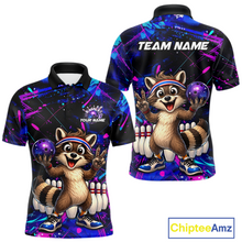 Load image into Gallery viewer, Custom Neon Funny Raccoon Bowling Team Jersey for Men Bowling Shirt Bowling Tournament Polo &amp; 1/4-Zip QZT957