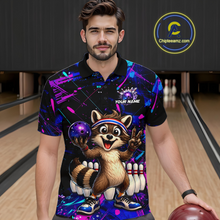 Load image into Gallery viewer, Custom Neon Funny Raccoon Bowling Team Jersey for Men Bowling Shirt Bowling Tournament Polo &amp; 1/4-Zip QZT957