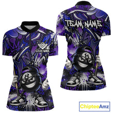 Load image into Gallery viewer, Purple and blue quarter-zip jersey with cartoon billiard ball design and 'Team Name' text, featuring Chiptee Amz branding.