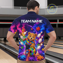 Load image into Gallery viewer, Colorful Autism Bear Bowling Shirt Custom Bowling Jersey League for Men Polo &amp; Quarter-Zip QZT1052