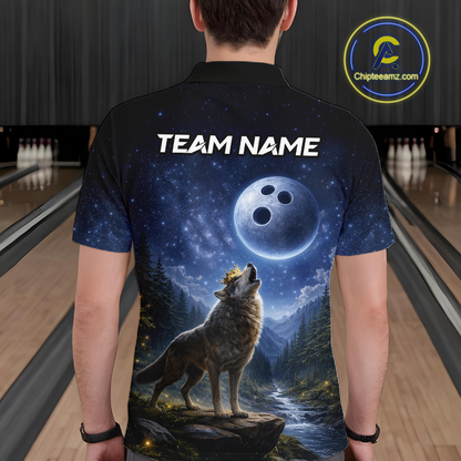 Custom Majestic Wolf Bowling Shirt for Men King Crown Bowling Jersey Polo & Quarter-Zip QZT964