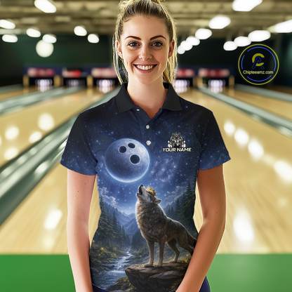 Custom Majestic Wolf Bowling Shirt for Women King Crown Bowling Jersey Polo & Quarter-Zip QZT964
