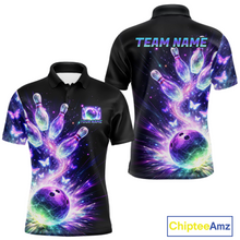 Load image into Gallery viewer, Neon Aurora Bowling Shirt Custom Galaxy Glow Bowling Jersey for Men Polo &amp; Quarter-Zip QZT967