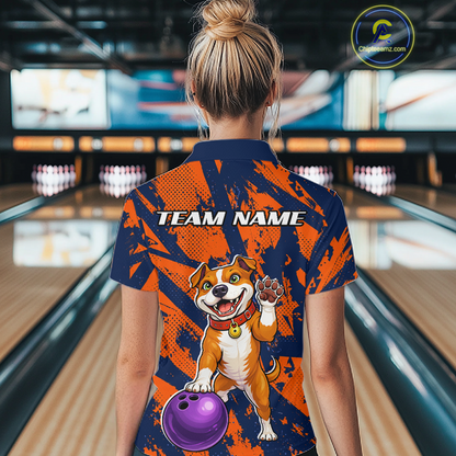 Custom Pitbull Bowling Shirt for Women Bowling Team Jersey Polo & Quarter-Zip QZT1002