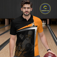 Load image into Gallery viewer, Custom Orange Funny Bowling Pin Shirt for Men Bowling Team League Jersey Bowling Outfit QZT817