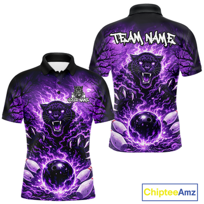 Custom Panther Bowling Shirt for Men Bowling Team Jersey Bowling Outfit Polo & Quarter-Zip QZT970