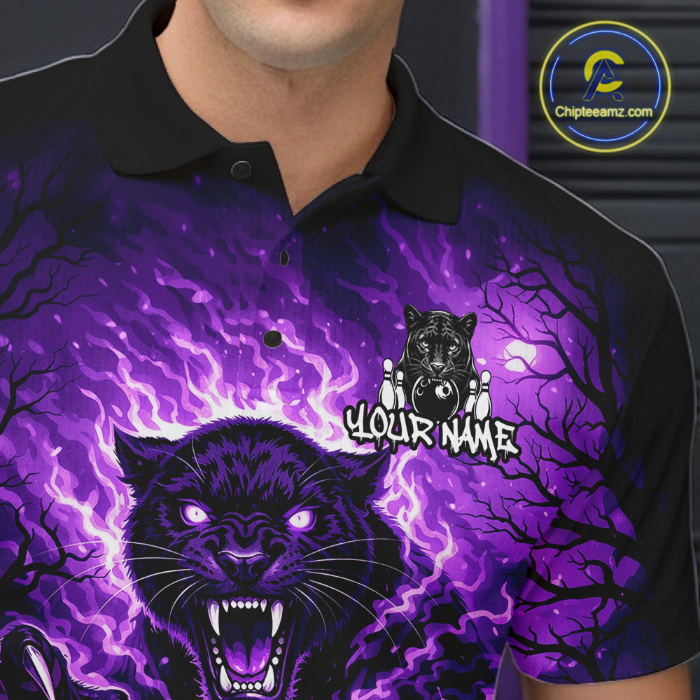 Custom Panther Bowling Shirt for Men Bowling Team Jersey Bowling Outfit Polo & Quarter-Zip QZT970