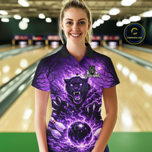 Load image into Gallery viewer, Custom Panther Bowling Shirt for Women Bowling Team Jersey Bowling Outfit Polo &amp; Quarter-Zip QZT970