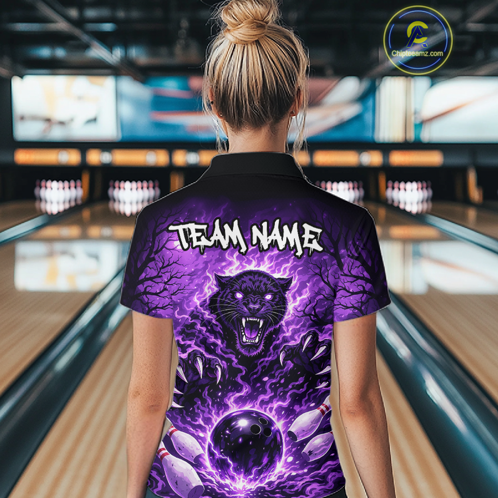 Custom Panther Bowling Shirt for Women Bowling Team Jersey Bowling Outfit Polo & Quarter-Zip QZT970