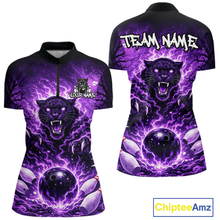 Load image into Gallery viewer, Custom Panther Bowling Shirt for Women Bowling Team Jersey Bowling Outfit Polo &amp; Quarter-Zip QZT970