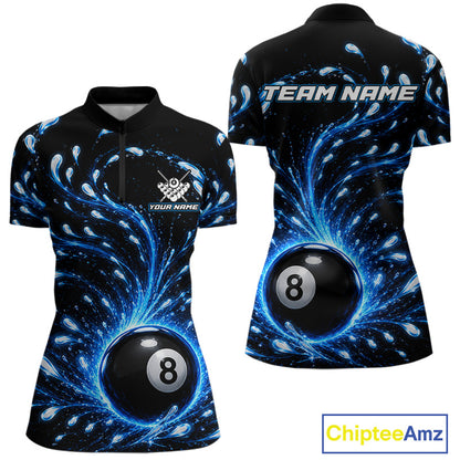 Black and blue sports jersey with 8-ball design and 'Team Name' text on a white background