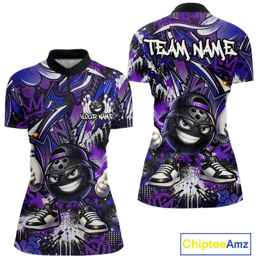 Purple and black sports jersey with cartoon character design on a white background, featuring 'Team Name' text.