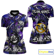 Load image into Gallery viewer, Purple and blue quarter-zip jersey with cartoon character design, 'Team Name' text, and Chiptee Amz branding.