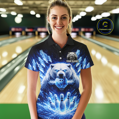 Custom Polar Beer Bowling Shirt for Women Ice Bowling Jersey Polo & 1/4-Zip Bowling for Team QZT972