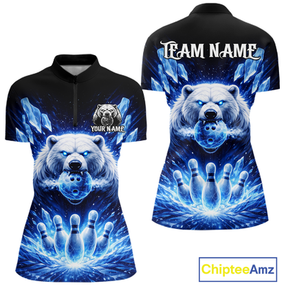 Custom Polar Beer Bowling Shirt for Women Ice Bowling Jersey Polo & 1/4-Zip Bowling for Team QZT972