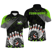 Load image into Gallery viewer, Custom Green Funny Bowling Shirt Crazy Bowling Jersey Men Polo &amp; 1/4 Zip Bowling Outfit QZT785