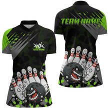 Load image into Gallery viewer, Custom Green Funny Bowling Shirt Crazy Bowling Jersey Women Polo &amp; 1/4 Zip Bowling Outfit QZT785