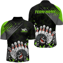 Load image into Gallery viewer, Custom Green Funny Bowling Shirt Crazy Bowling Jersey Men Polo &amp; 1/4 Zip Bowling Outfit QZT785