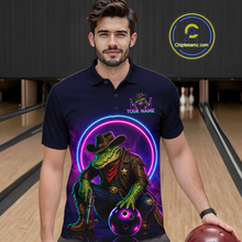 Load image into Gallery viewer, Custom Neon Cowboy Alliagator Bowling Shirt for Men Bowling Team Jersey Polo &amp; Quarter-Zip Bowling Outfit QZT1013