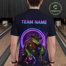 Load image into Gallery viewer, Custom Neon Cowboy Alliagator Bowling Shirt for Men Bowling Team Jersey Polo &amp; Quarter-Zip Bowling Outfit QZT1013