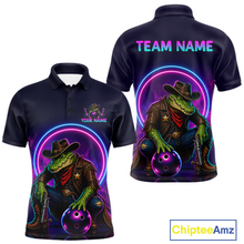 Load image into Gallery viewer, Custom Neon Cowboy Alliagator Bowling Shirt for Men Bowling Team Jersey Polo &amp; Quarter-Zip Bowling Outfit QZT1013