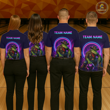 Load image into Gallery viewer, Custom Neon Cowboy Alliagator Bowling Shirt for Men Bowling Team Jersey Polo &amp; Quarter-Zip Bowling Outfit QZT1013