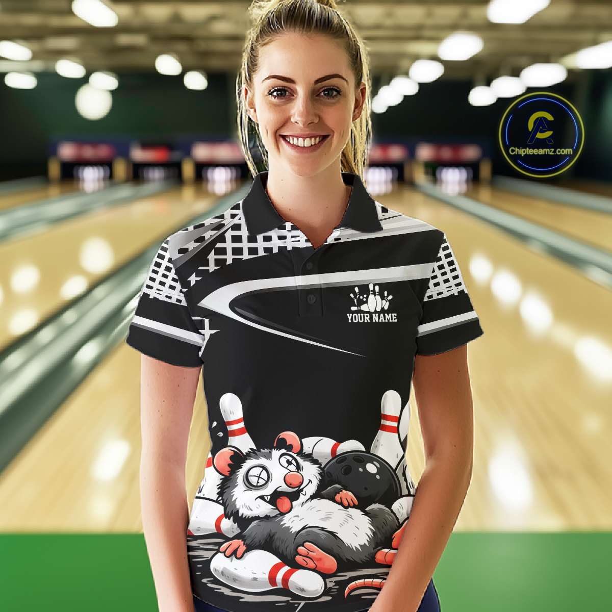 Personalized Funny Opossum Bowling Shirt Bowling Jersey for Women Bowling Polo & Quarter-Zip QZT847