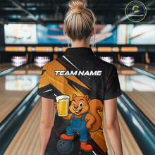 Load image into Gallery viewer, Funny Squirrel and Beer Bowling Team Shirt for Women Custom Bowling League Jersey Bowling Outfit QZT813